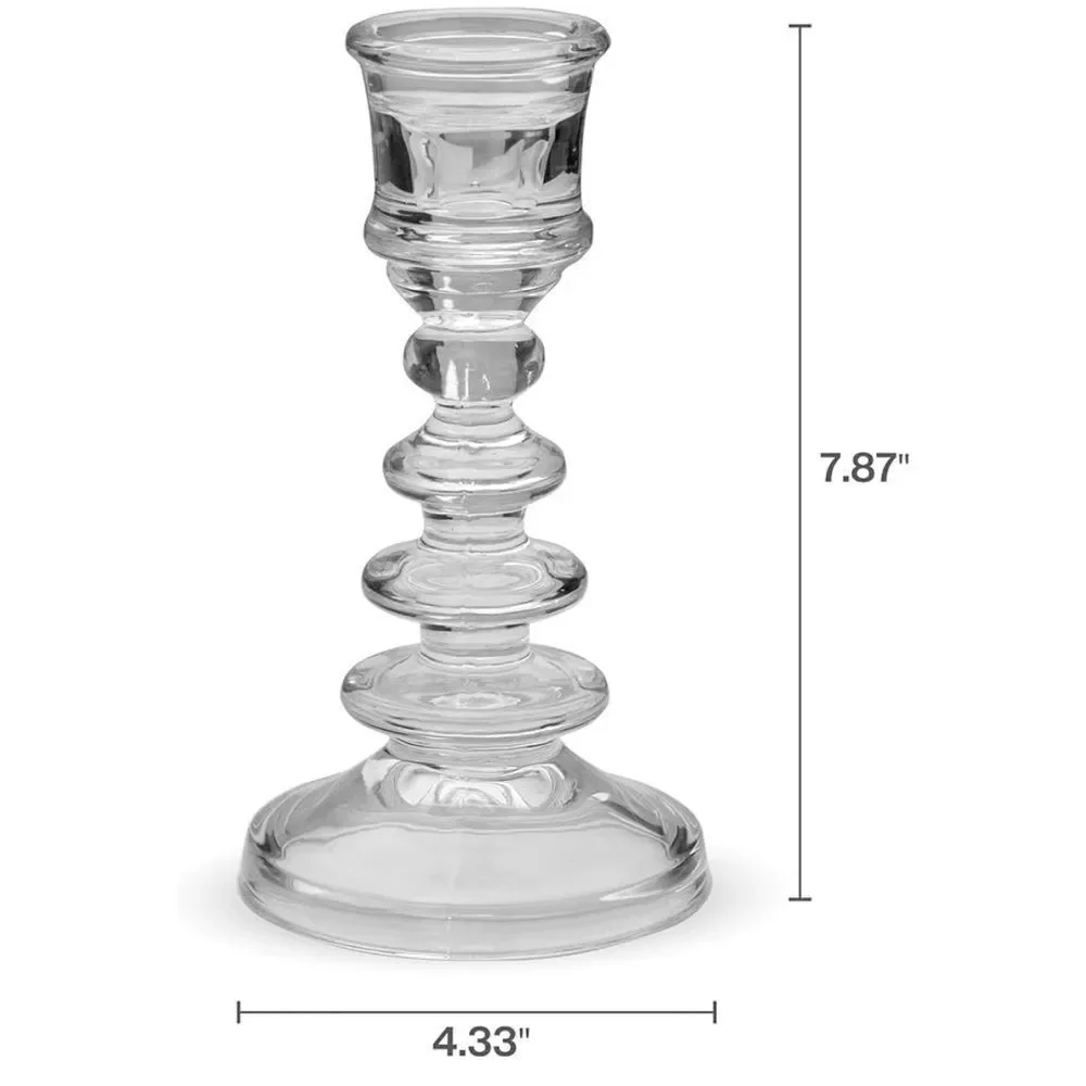 Elements Clear Glass Rounded Tiered Taper Candle Holder